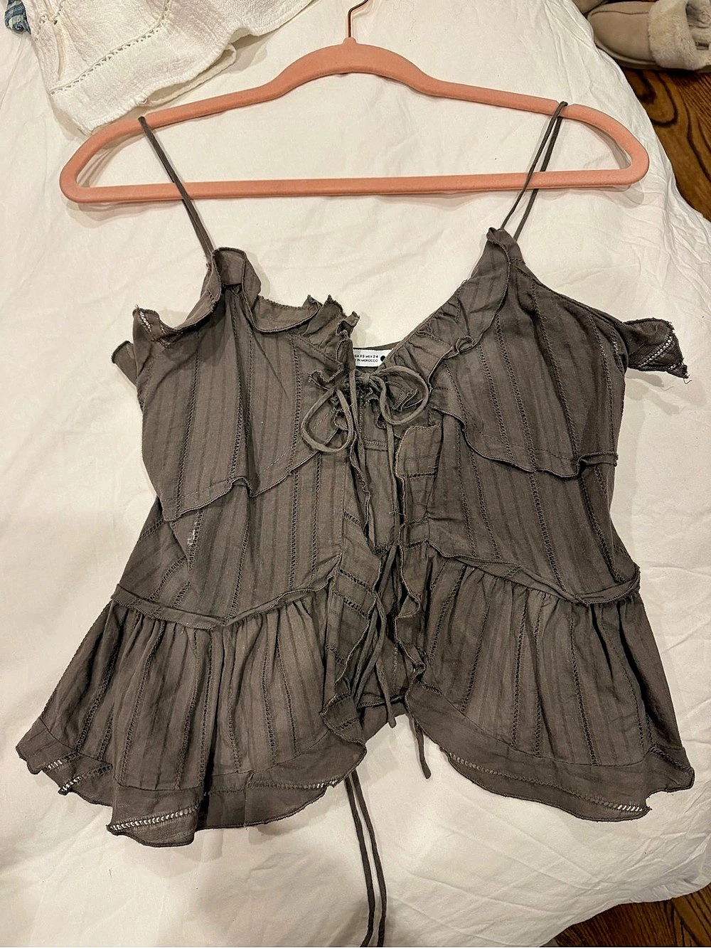 Zara Ruffle Camisole in Gray